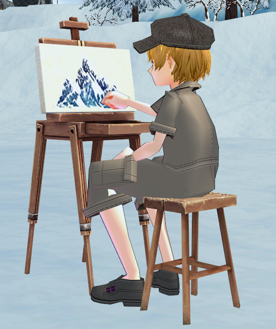 Mabinogi Finished Snow Mountain Painting and Easel, Winter Painter Event