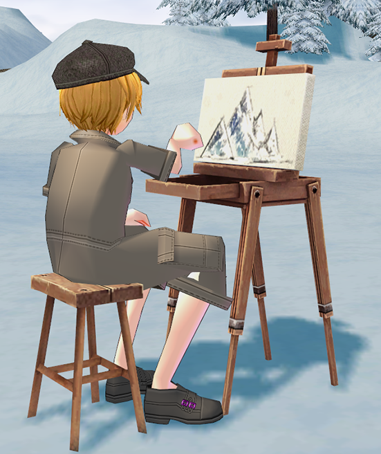 Mabinogi Unfinished Snow Mountain Painting and Easel, Winter Painter Event