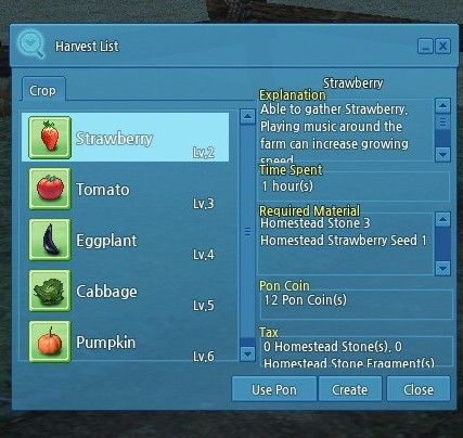 The crop menu